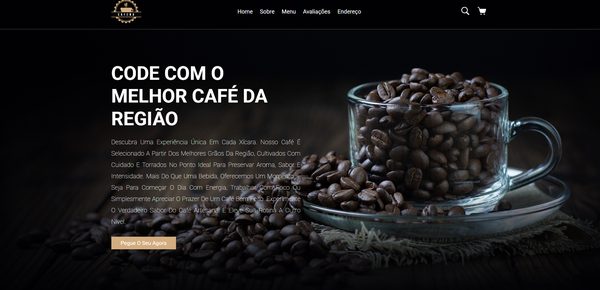 Página inicial de site de cafeteria em HTML5 e CSS3