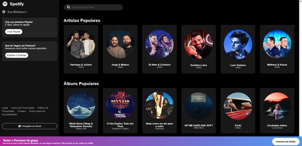 Interface web inspirada no Spotify
